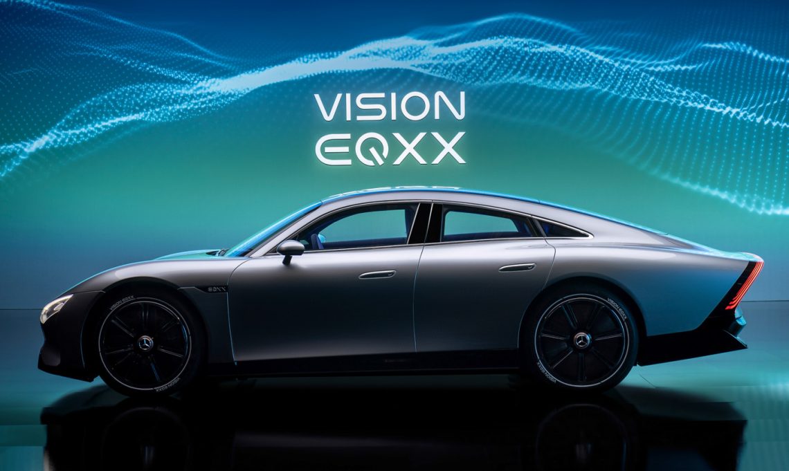 Seitenansicht des Mercedes-Benz Vision EQXX