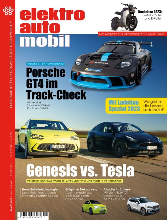 Das Cover der Ausgabe 01/2023 des Magazins Elektroautomobil.